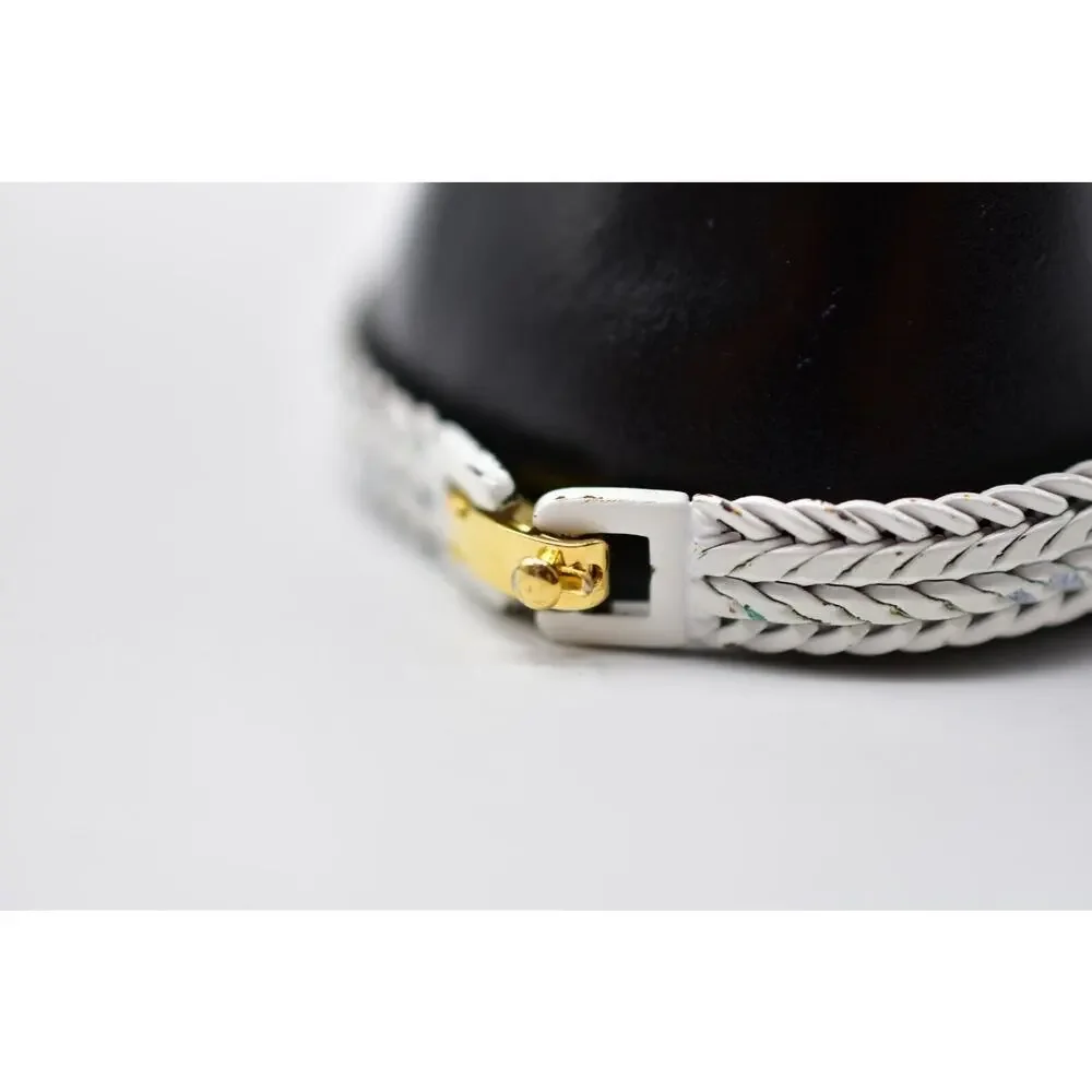 Monet Signed Vintage Bracelet Thick White Painted Linked Chain 6.75